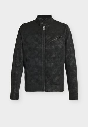 Guess, BIKER - Veste en similicuir - black cloudy grey+bl