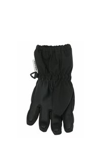 Mănuși negre cu palmă din piele texturată și manșetă din material elastic pentru o potrivire strânsă. Designul asigură flexibilitate și aderență.