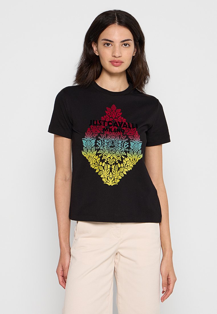 Just Cavalli T-shirt print zwart