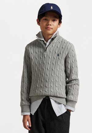 CABLE KNIT COTTON QUARTER-ZIP JUMPER - Svetrík - andover heather