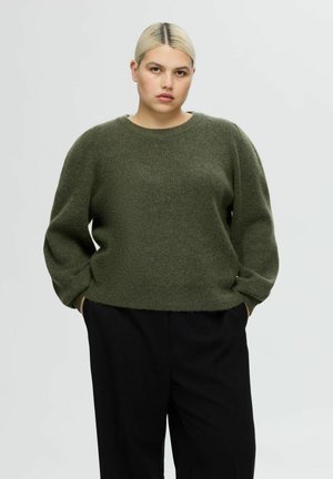 SLFLULU O-NECK NOOS - Strickpullover - khaki