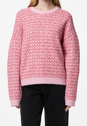 Striktrøje - mottled light pink