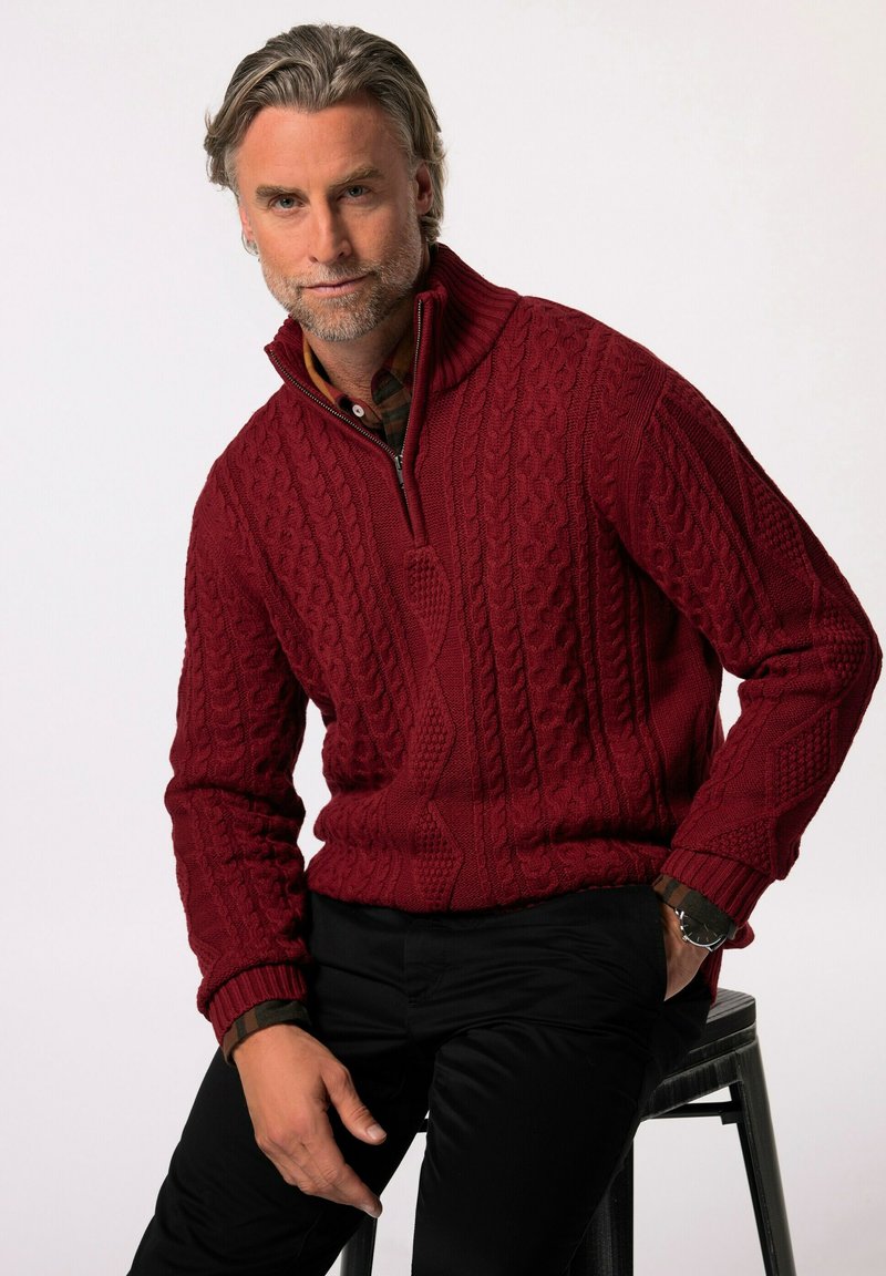 BOSTON PARK TROYER ZOPFMUSTER Strickpullover dark red/rot