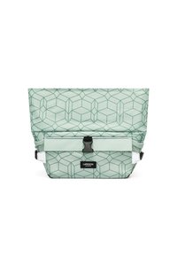 Borsa a tracolla con motivo verde e design geometrico. Caratterizzata da una chiusura a fibbia e un'etichetta del marchio sul davanti. Tessuto testurizzato.