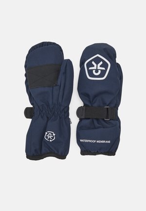 Marine vanntette votter med elastiske ermer, logo-print og justerbare stropper. Glatt stoff med quiltet tekstur og polstret design.