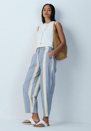 Next, TALL FIT - CHINO BARREL LEG TROUSERS . - Pantalon classique - blue ecru stripe