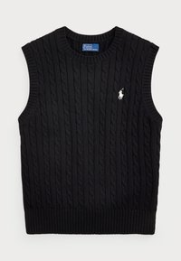 CABLE KNIT COTTON SWEATER VEST - Tops - black