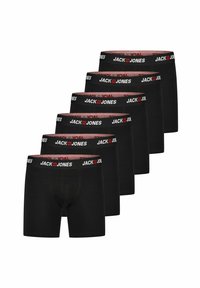 Zwarte boxershorts in een verpakking van zes, met een brede elastische tailleband met het "JACK & JONES" logo en een aansluitende pasvorm. Gladde katoenstof.