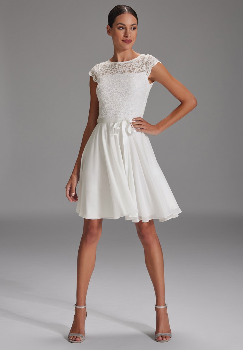 Swing - MIT PAILLETTENBESETZTEM SPITZENOBERTEIL - Cocktail dress / Party dress - ivory, Enlarge