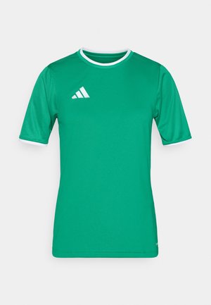 Πράσινο αθλητικό πουκάμισο με κοντά μανίκια, στρογγυλή λευκή γιακά, και λευκές λεπτομέρειες. Διαθέτει υφασμάτινη υφή και λευκό λογότυπο.