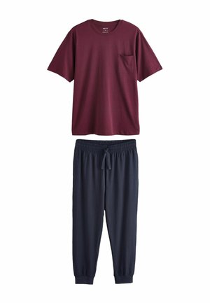 REGULAR FIT - SHORT SLEEVE SET - Pyjamas - burgundy red/navy blue