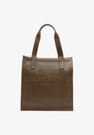 BONNIE TOTE L LEDER TOTE BAG MIT LOGOSCHRIFTZUG - Tote bag - kapok brown