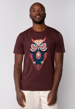 COLORFUL OWL - T-shirt print - red brown