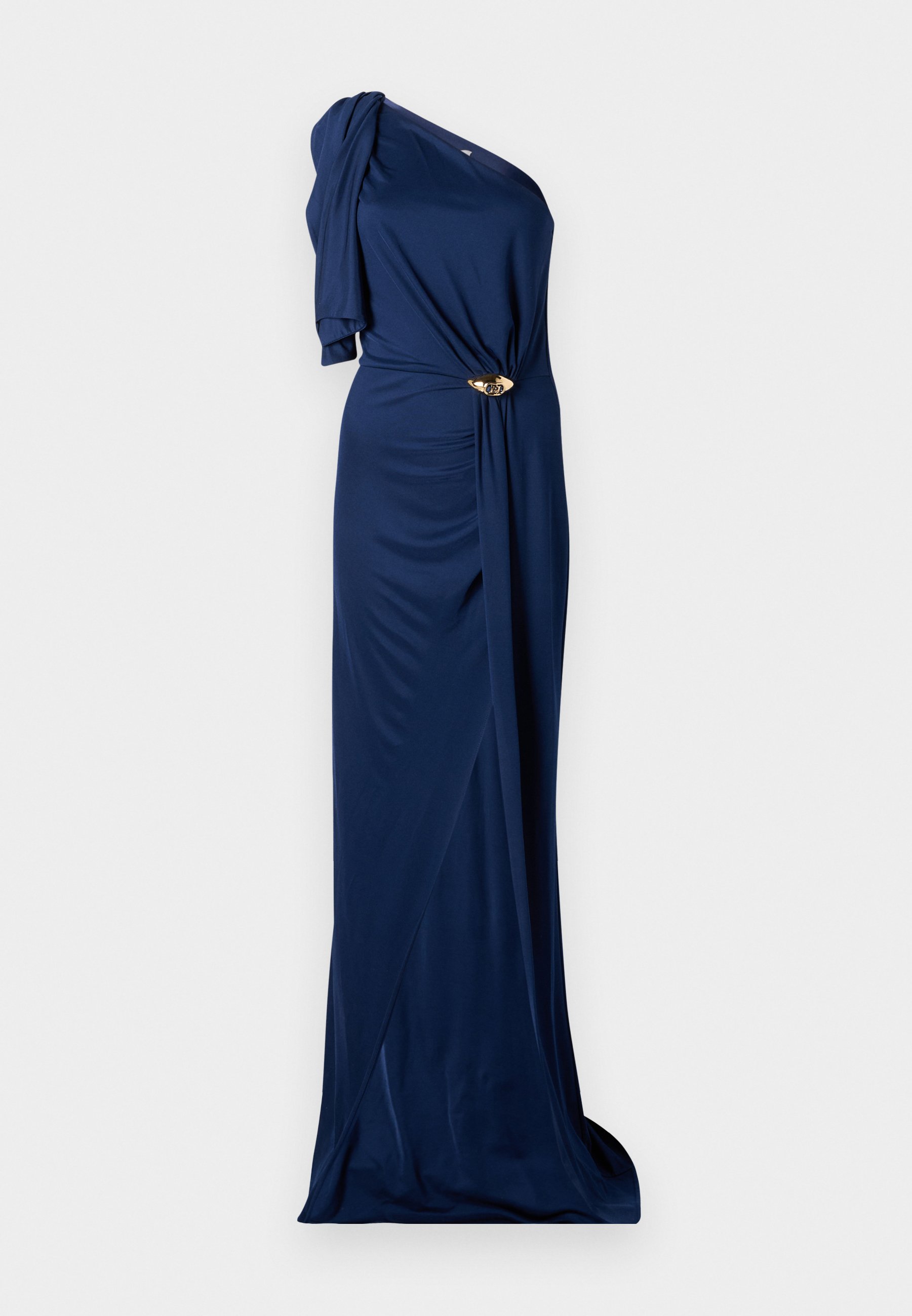 オールインワン・サロペット Elisabetta Franchi One-Shoulder Draped Blue Evening Dress Elisabetta Franchi - Pleated lurex-knit one-shoulder gown