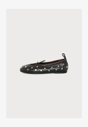ALOHAS ROSALIND ALL STUDS VINTAGE EFFECT BROWN LEATHER BALLET FLATS - Ballerines - brown