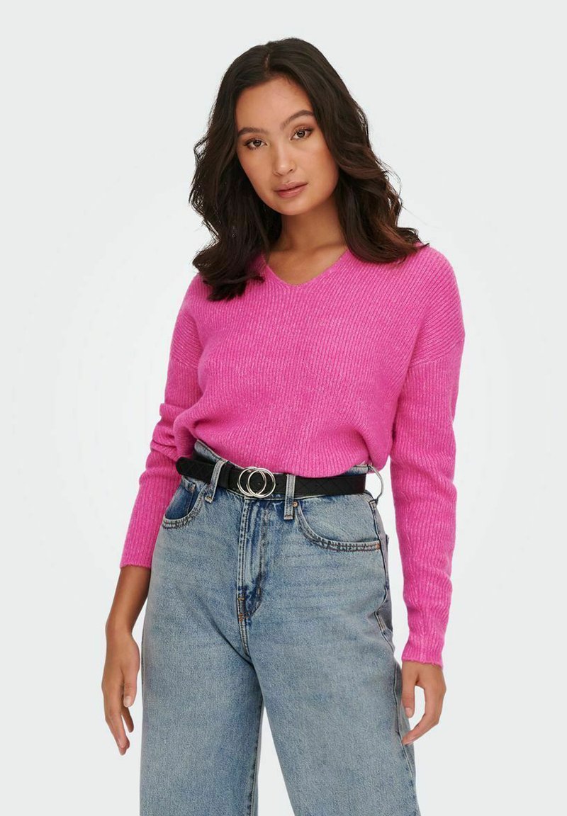 ONLY ONLCAMILLA V NECK - Camisola - strawberry moon detail:melange