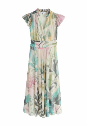 REGULAR FIT PLEATED FLORAL V NECK - Maxikleid - ecru floral