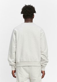 Hellgrauer Sweatshirt aus einer Baumwollmischung mit gerippten Bündchen und Saum, im lockeren Schnitt und mit Rundhalsausschnitt, ohne sichtbare Grafiken.