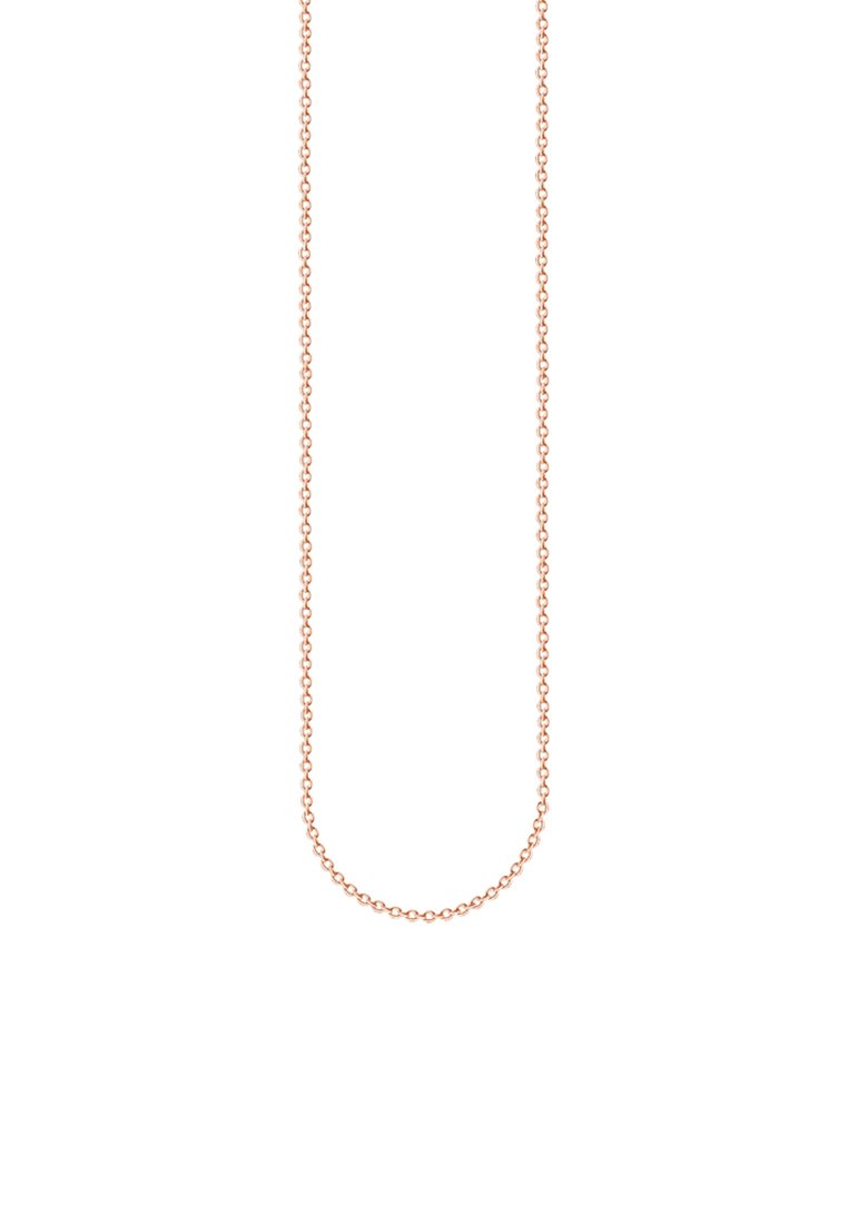 Halskette aus roségoldfarbenem Metall mit runden Gliedern, glatter Oberfläche und schlichtem Design. Geeignet zum Schichten oder zum alleinigen Tragen.