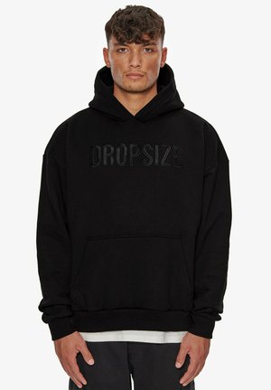 Dropsize HEAVY FLAT FRONT EMBO - Kapuzenpullover - black