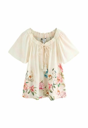 Next REGULAR FIT - SHORT SLEEVE BARDOT  - Pusero - cream floral placement print