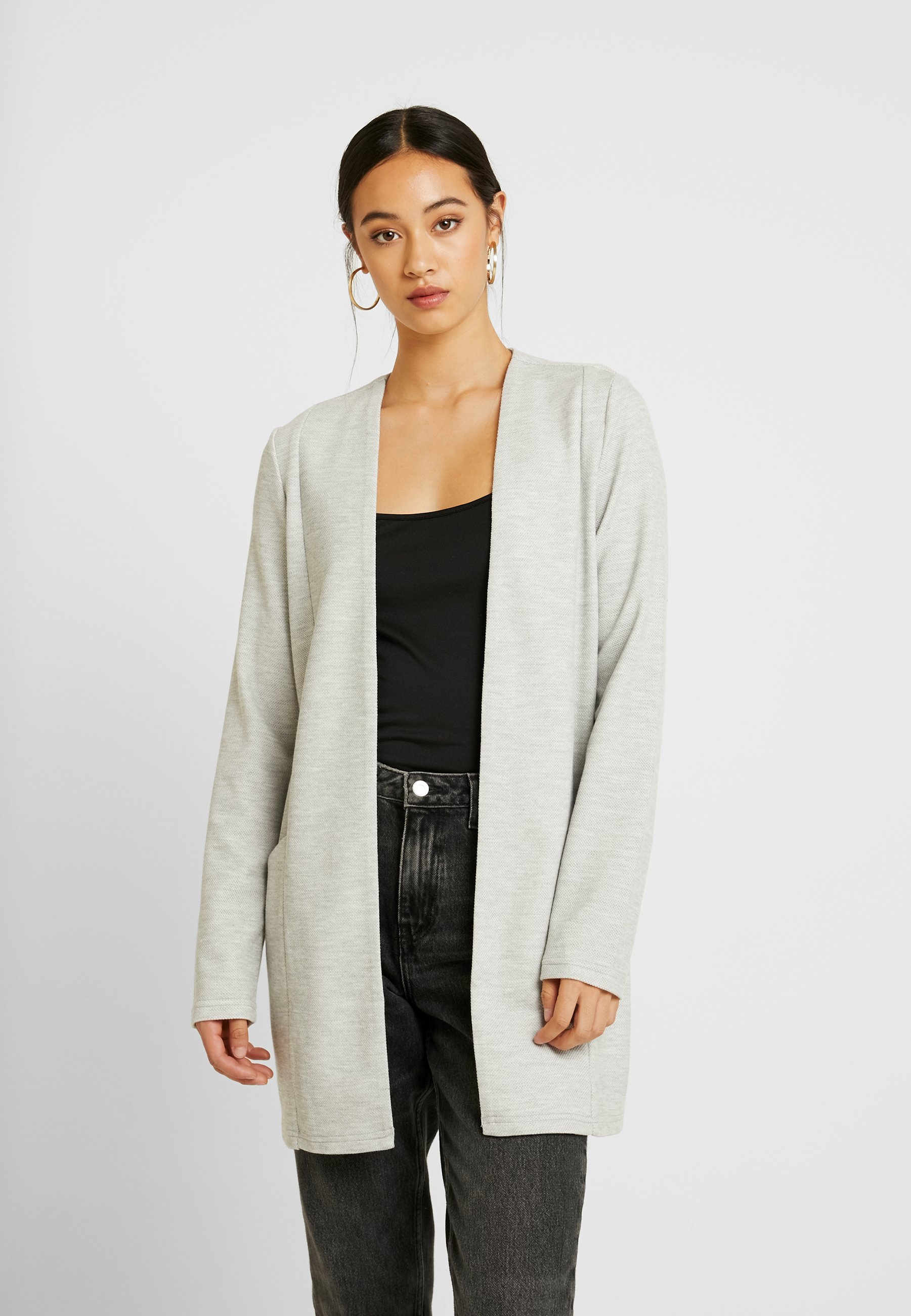 Vila SAVIA COATIGAN - Chaqueta de punto - light grey melange/gris claro  jaspeado - Zalando.es