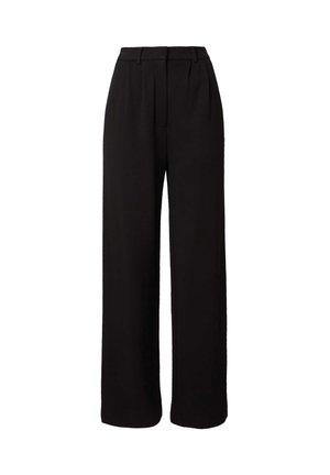 Zwarte wijde broek met een tailormade ontwerp, voorzien van plooien, een zachte textuur en een hoge tailleband voor een gestructureerde uitstraling.