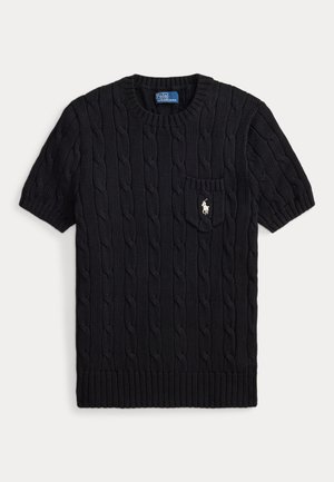 Polo Ralph Lauren, CABLE-KNIT COTTON SHORT-SLEEVE SWEATER - T-shirt basic - black