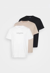 JORBILLYBURG TEE 3 PACK - T-shirts med print - mocha meringue/black/bright white
