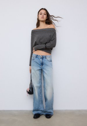 Stradivarius STUDDED - Majica z dolgimi rokavi - dark grey