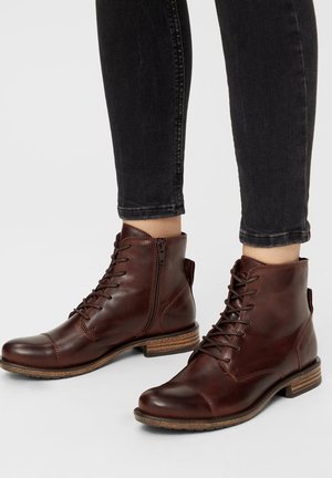 Lace-up ankle boots - darkbrown