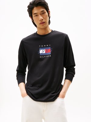 Tommy Hilfiger LINEAR FLAG GRAPHIC - Hosszú ujjú felső - black