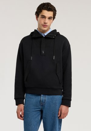 CON IN DIAGONALE - Felpa con cappuccio - nero