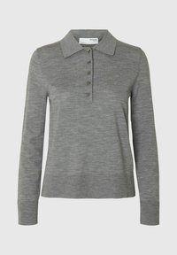 SLFTHEA COLLAR NECK - Topper langermet - medium grey melange