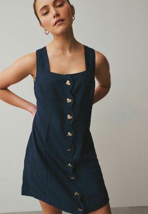 REGULAR FIT-SQUARE NECK BUTTON THROUGH  - Denné šaty - washed indigo blue scallop edge