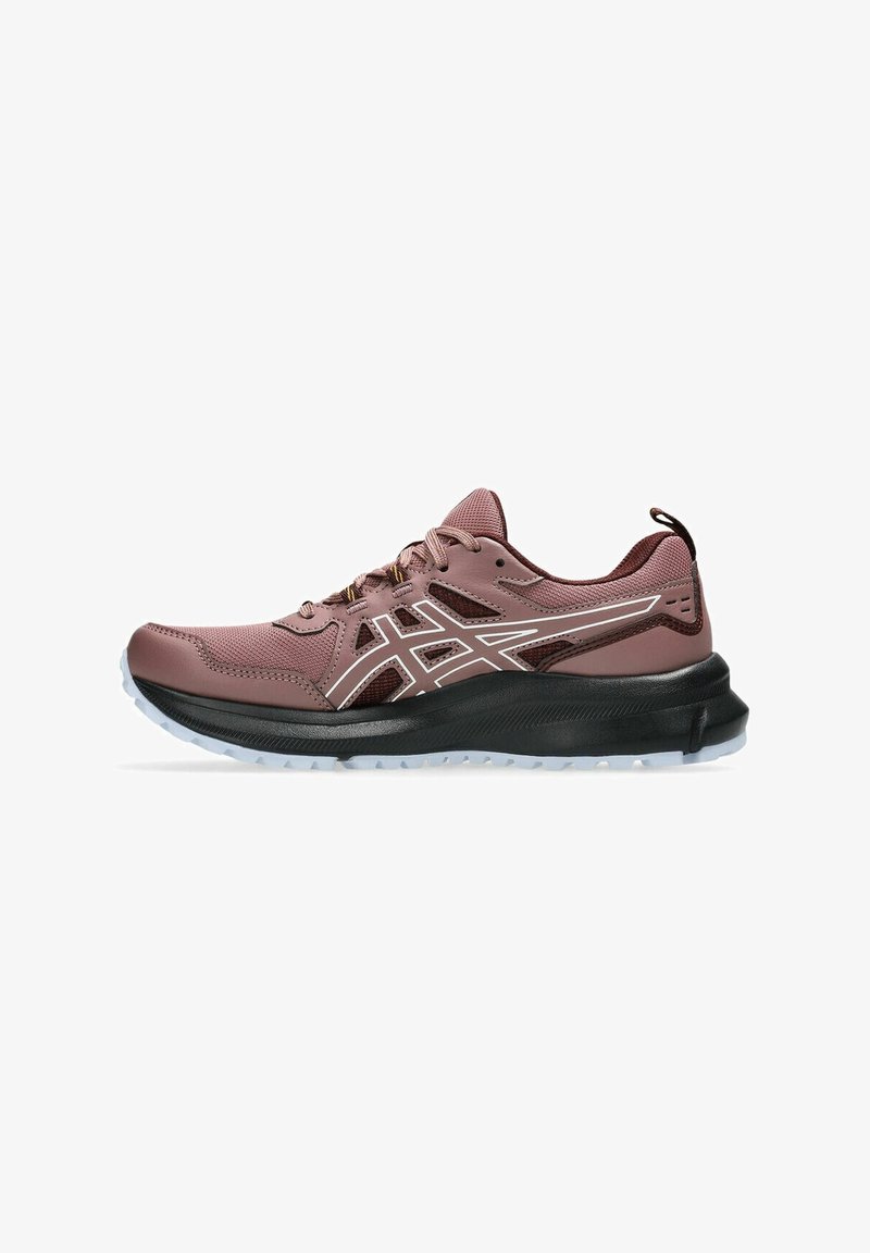 Chaussure de running mauve pour homme avec accents blancs, semelle intermédiaire noire, semelle extérieure blanche, empeigne en mesh et synthétique, fermeture à lacets.