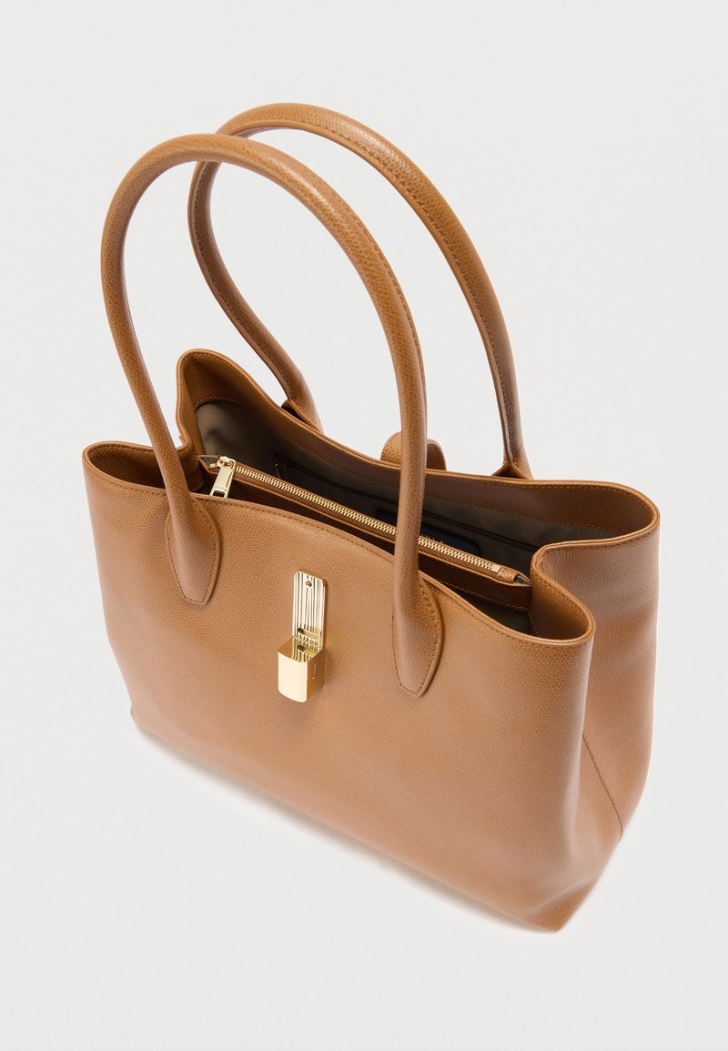 Sac à épaule FURLA Net Tote Bag M - Couleur Greige/Cognac/Noir, 100% Cuir, Neuf Avec étiquettes, Made In Italy