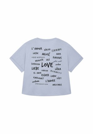 UNIVERSAL LOVE BACK PRINT ROLLUP TEE OVERSIZED - Print T-shirt - light blue