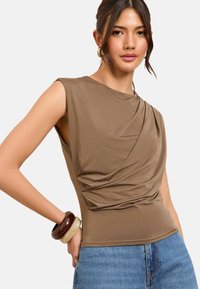 REGULAR FIT-SLINKY DRAPE - Felső - mocha brown