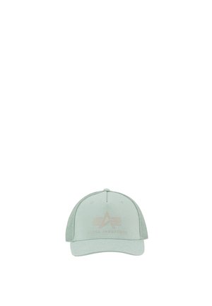 Light green baseball cap with mesh sides and Alpha Industries logo centered on the front panel.