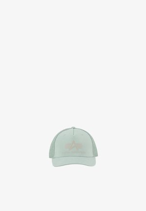 Light green baseball cap with mesh sides and Alpha Industries logo centered on the front panel.
