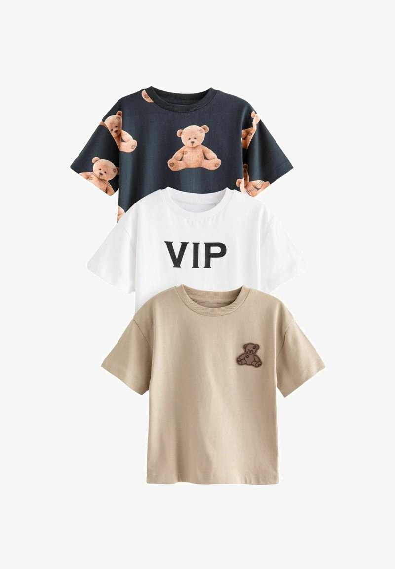 Next SHORT SLEEVE CHARACTER 3 PACK - Triko s potiskem - black white