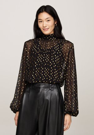 Tommy Hilfiger COUPE TIE NECK - Bluse - black