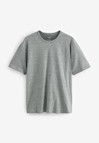 Grå kortærmet T-shirt lavet af blød bomuld med rund halsudskæring. Har subtile vandrette striber og en klassisk pasform.