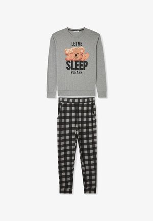 Terranova CON ORSETTO E A QUADRI - Pigiama - grigio medio melange