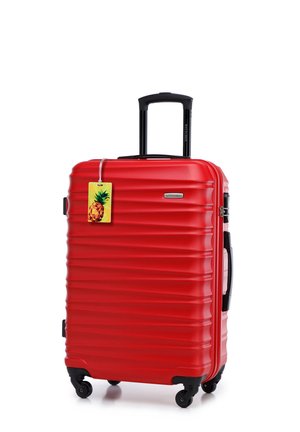 MEDIUM SUITCASE WITH LUGGAGE TAG FROM ABS - Wheeled suitcase - red