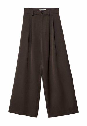 Stradivarius WIDE - Hlače - dark brown