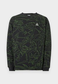 Μαύρο μακρυμάνικο φούτερ με πράσινα αφηρημένα γραμμικά σχέδια και μικρό λευκό λογότυπο ACG στο αριστερό στήθος.