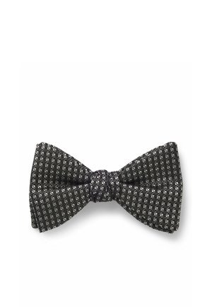 Czarna mucha z teksturowanym motywem geometrycznym w odcieniach ciemnoszarym i srebrnym, pokazana płasko na białym tle.