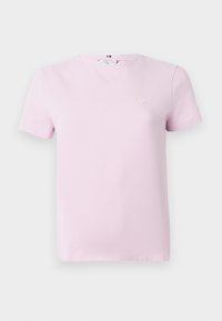 Tricou roz cu mânecă scurtă, realizat din bumbac. Dispune de un gât rotund și un logo brodat pe piept. Textură moale și croi lejer.